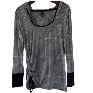 PrAna Lightweight Yoga Hoodie with Side Ruching Stripes Size M